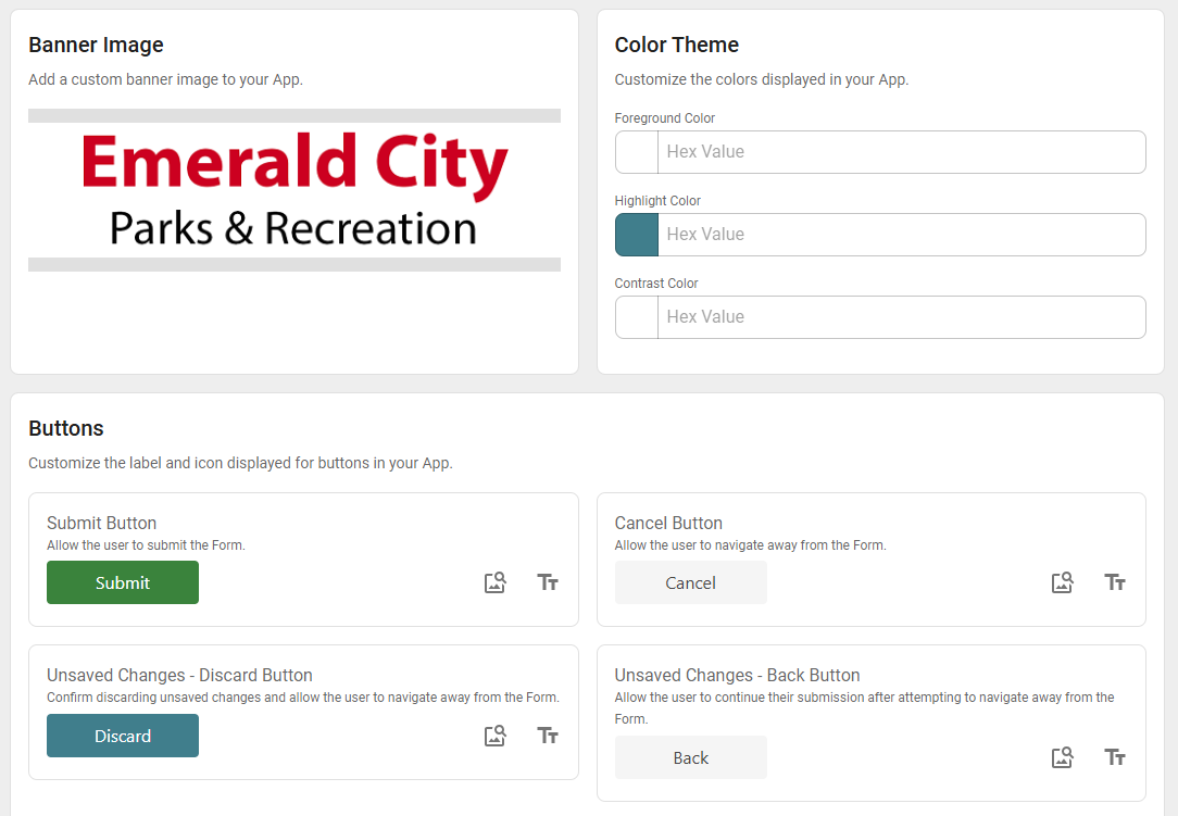 Customize app fields.