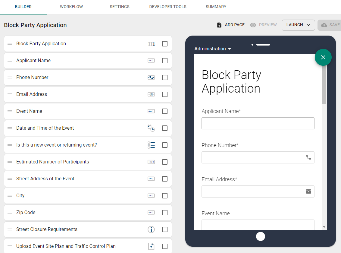 Form Builder Example.