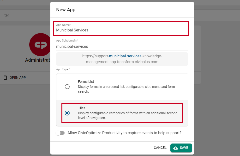 Municipal Services App.