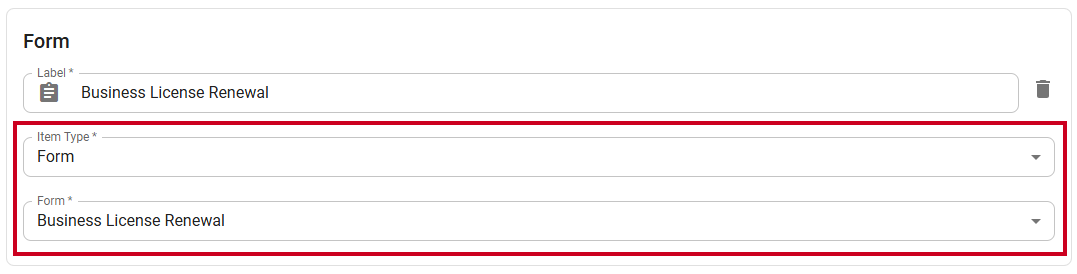 Form set as Item Type.