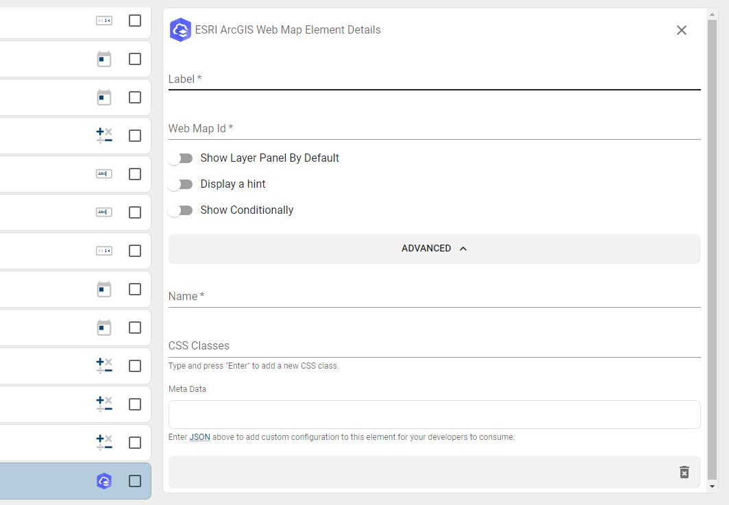 ESRI ArcGIS Web Map Element Details.
