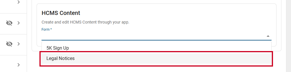 HCMS Content Type Form.