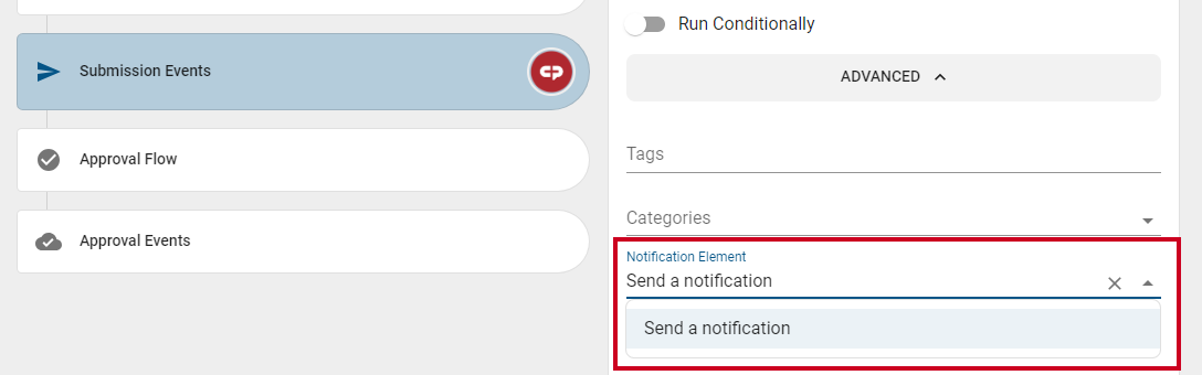 Notification Element field.