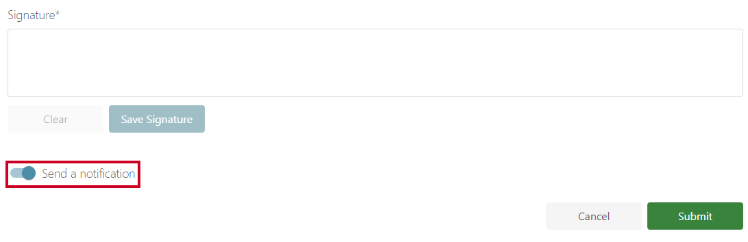 Send a notification toggle on form.