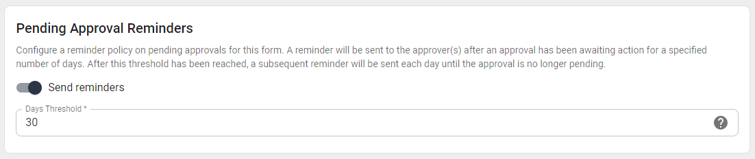 Pending Approvals reminder.
