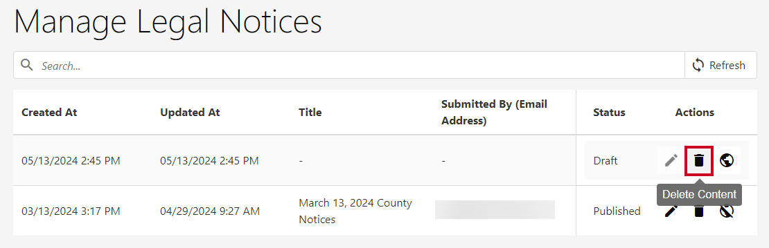 Delete HCMS Content.