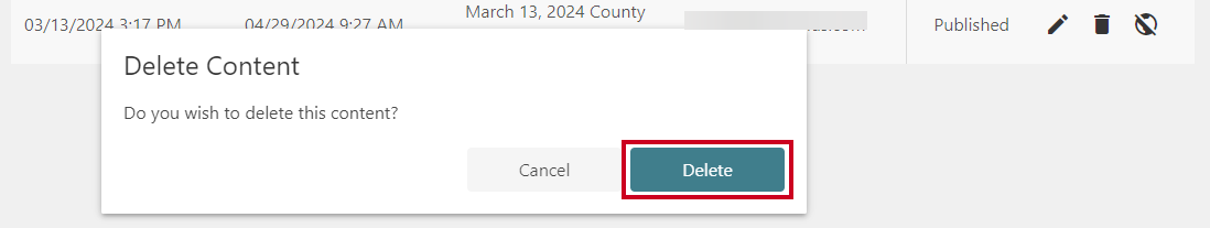 Delete Confirmation.