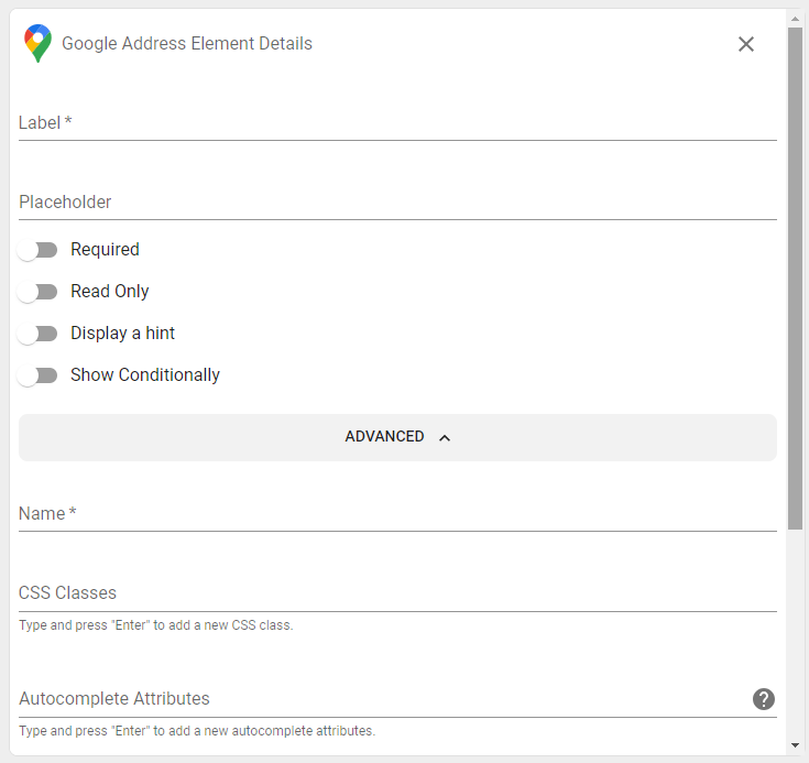 Google Maps Element.