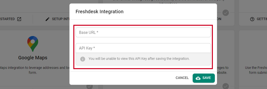 Freshdesk URL and Key.