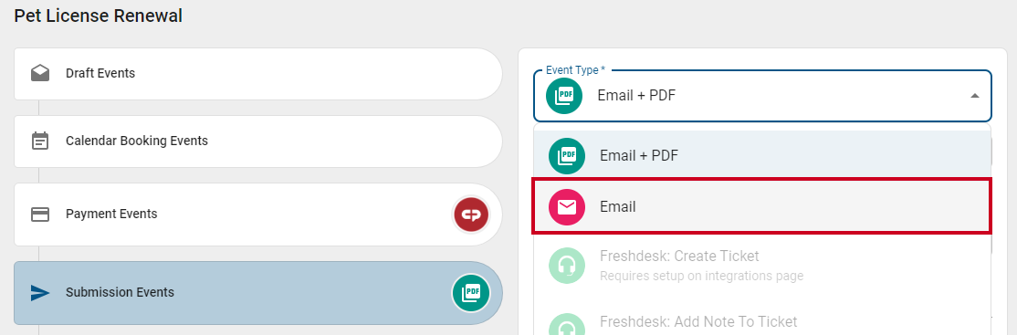 Email Event Type.