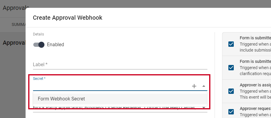 Approval webhook secret.