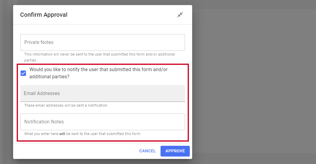 Notify users checkbox.