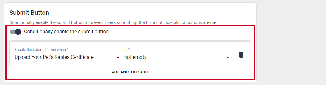 Submit Button Conditions.