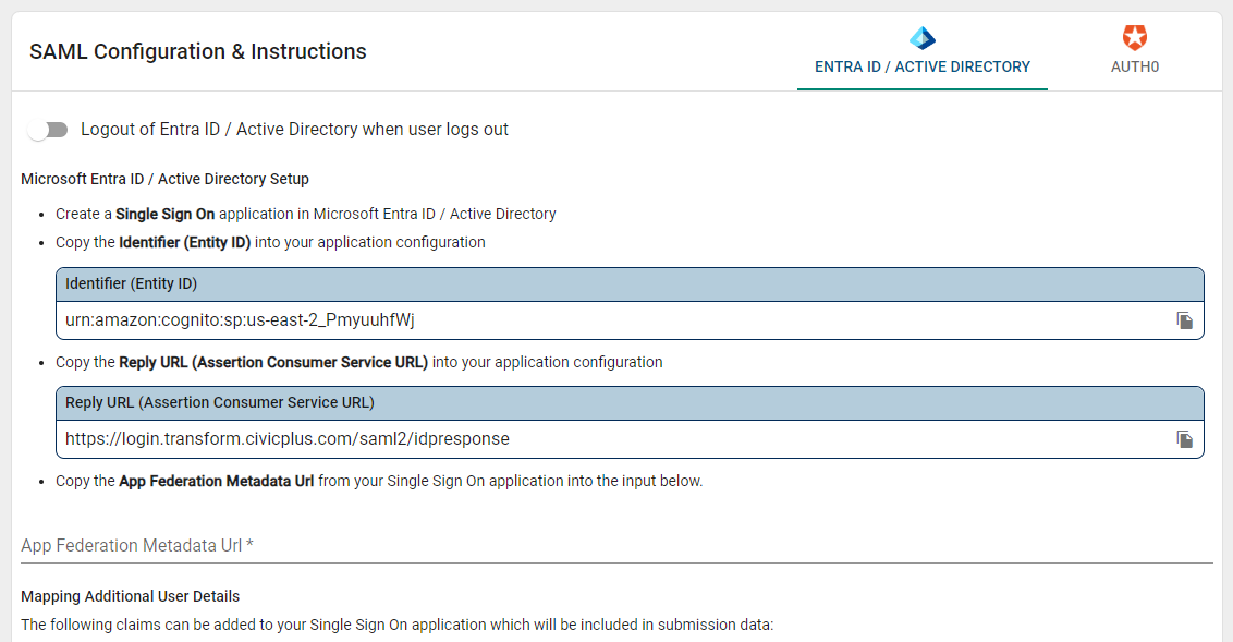 SAML Configuration Instructions.