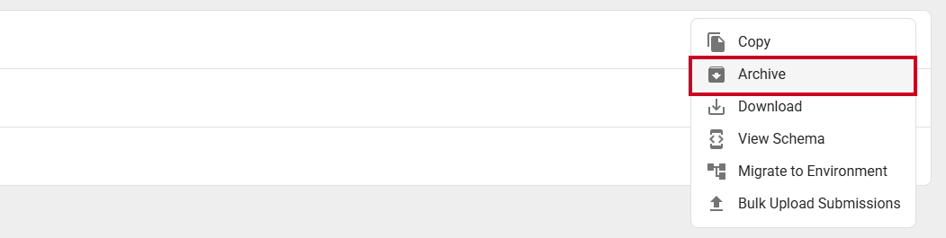 Archive option in drop-down.