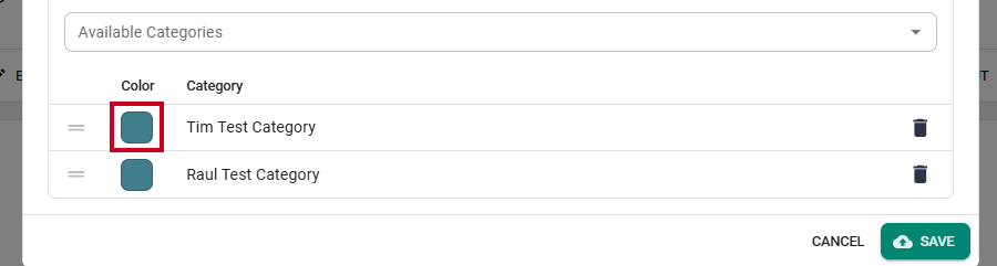 A teal color button to the left of an example option.