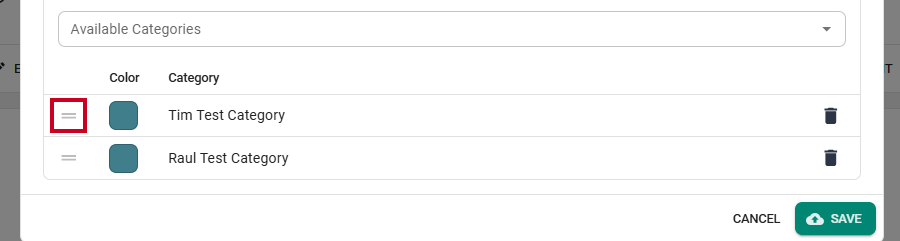 The order handle to the left of an example option.