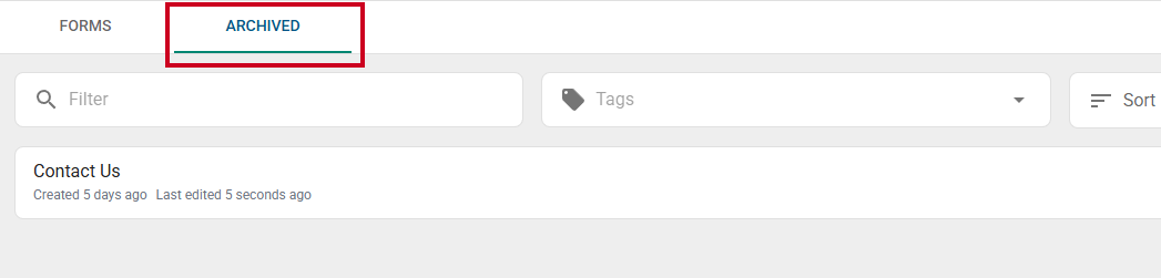 Archived tab.