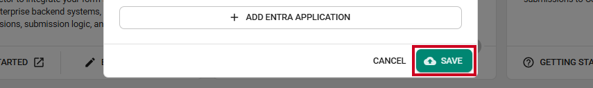 The Save button in the lower-right corner of the SharePoint integration modal.