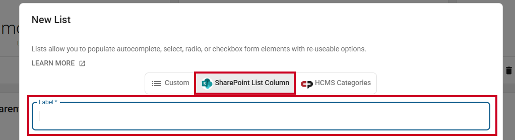 SharePoint List Label.