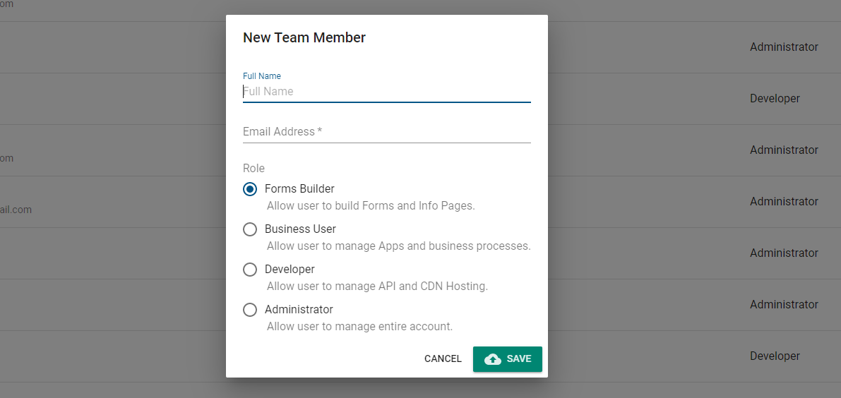 team member add options