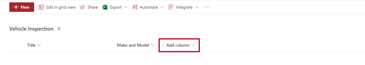 Add column button.