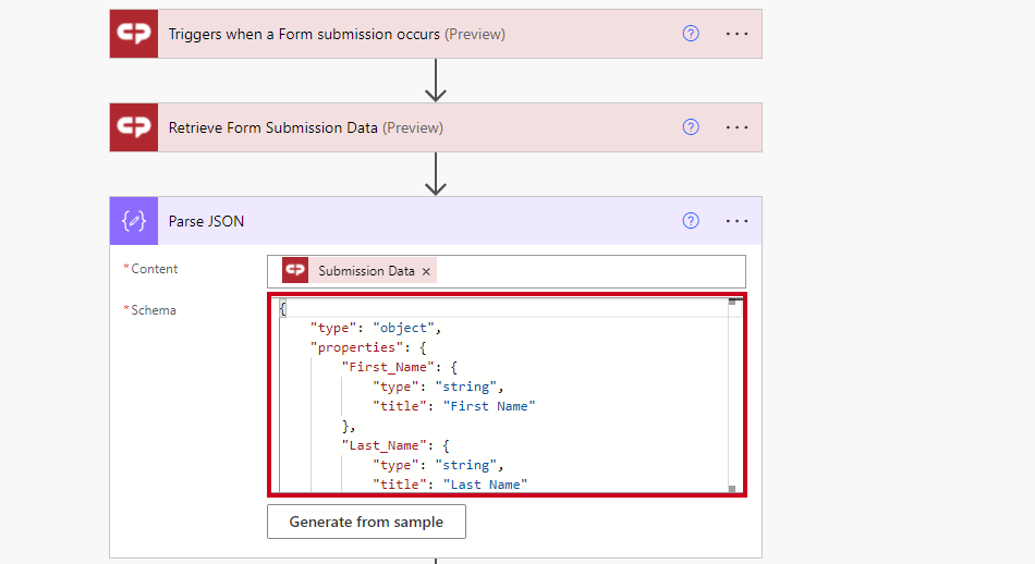 schema in power automate