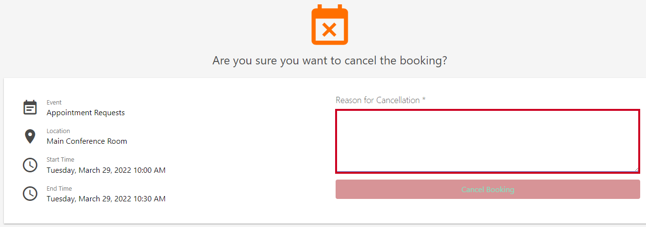 reason for cancellation field.