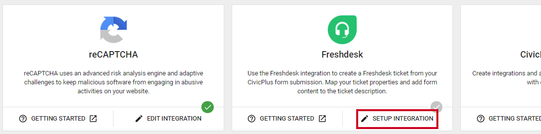 Setup integration button on Freshdesk card.