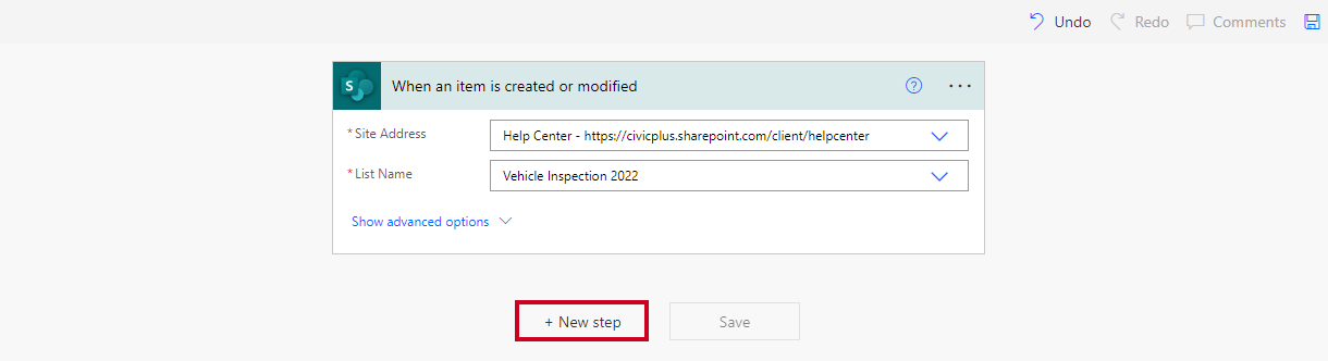 Add new step button.