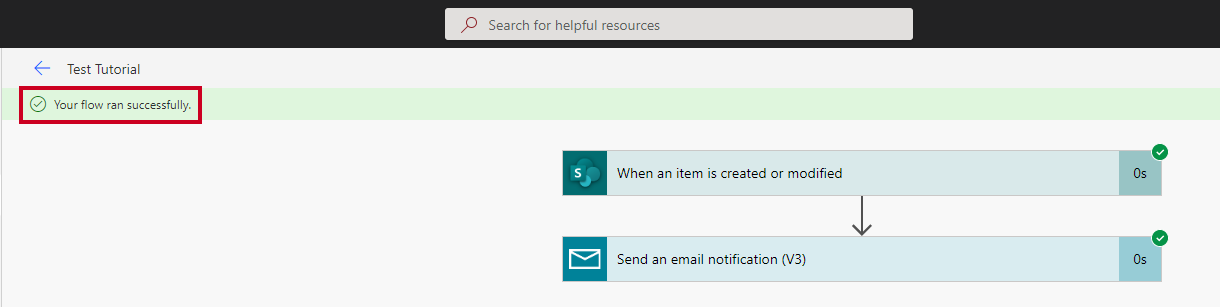 Successful test notification.
