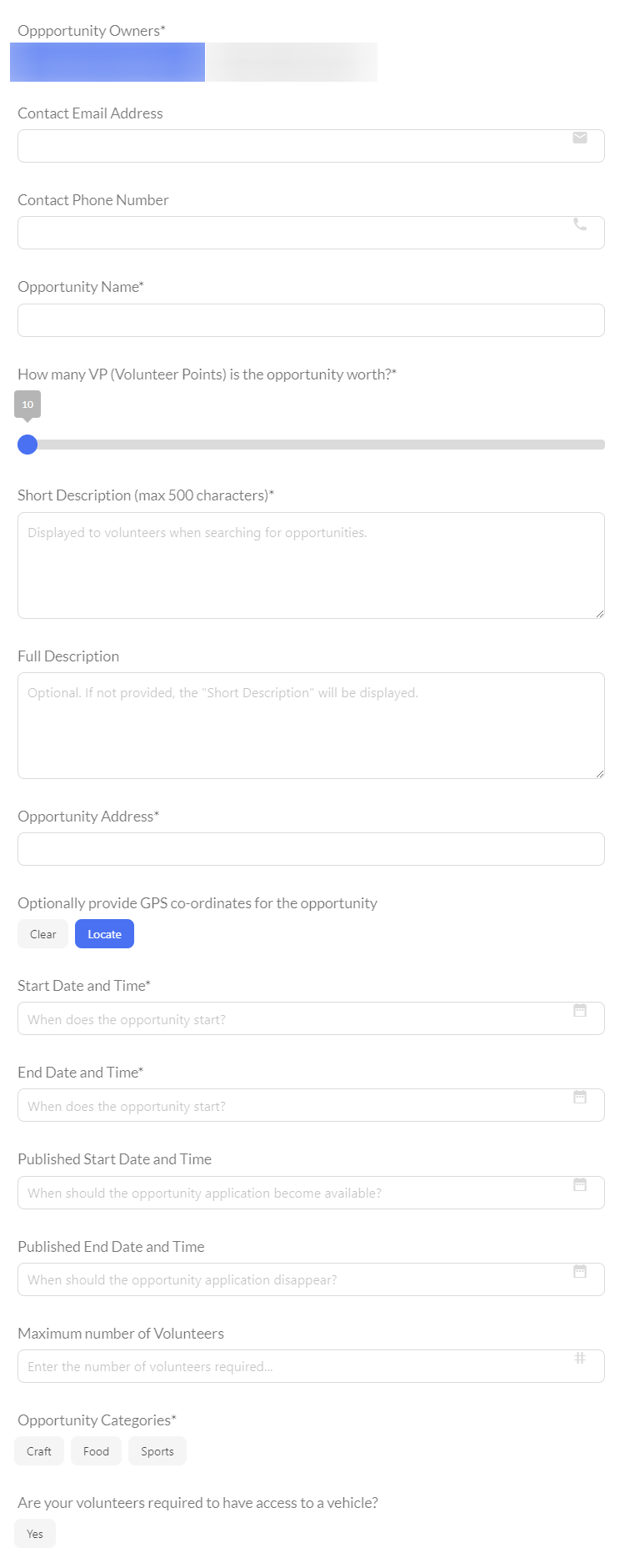 add opportunity, information fields