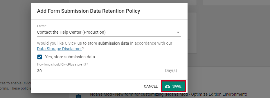 save form policy
