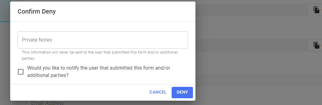 Confirm deny fields.