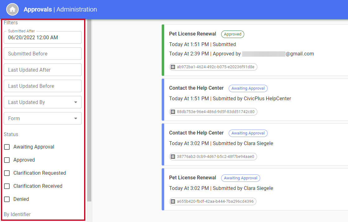 Filters options in the left-hand side menu.