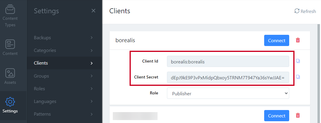 client secret and id.