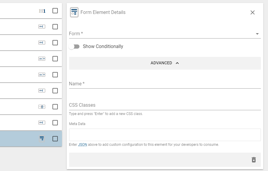 form element fields.