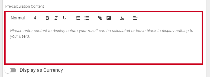pre-calculation content field.