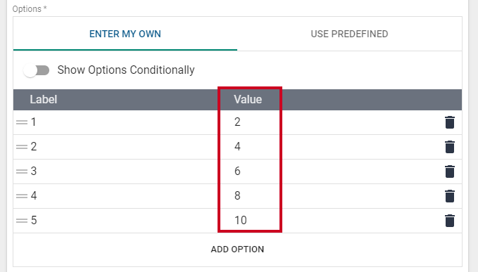 radio buttons calculation value.