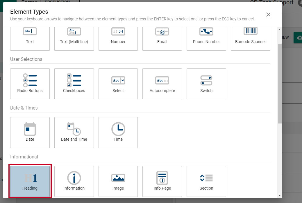 select element type