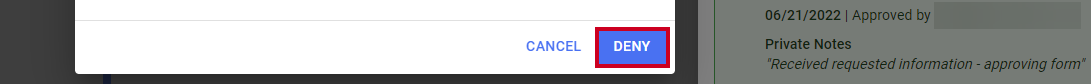 Deny button on the pop-up.