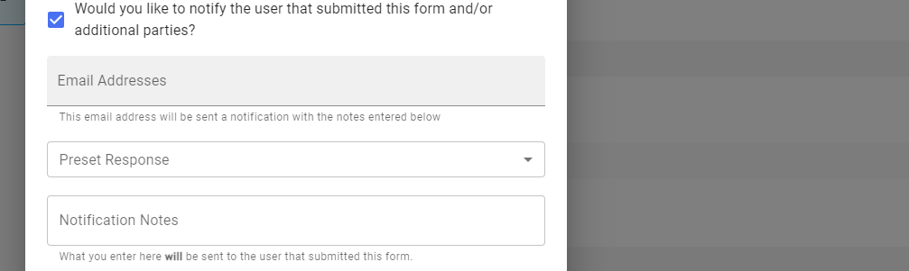 Notification fields.