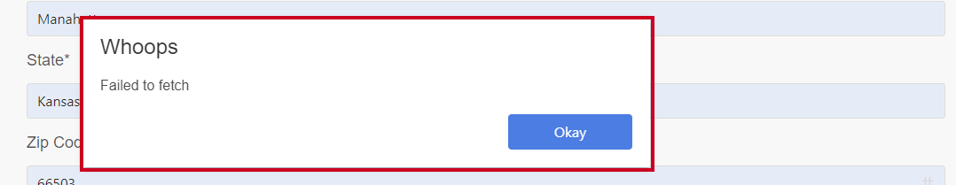 failed validation message