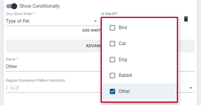 Is One Of options in drop-down.